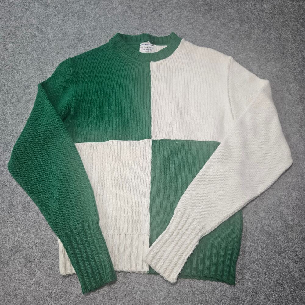 VTG Bristol Products Official Award Sweater Color Block Green White Crewneck S